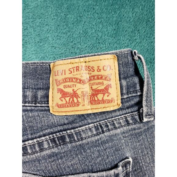 Levis 505 Jeans Size 12 Short Womens Blue Stretch Pants Mid Rise Curvy Straight - Picture 14 of 15